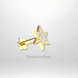 Lujo 14K Oro VVS Claridad Estrella Piercing Stud Pendientes Diamantes reales y cultivados en laboratorio IGI GIA Certificado Proveedor de joyería al por mayor - Product Image 4