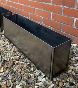 Handmade Textured <b>Metal</b> <b>Planter</b> with <b>Black</b> Matte Finish for Home Garden or Hotel Decor - Product Image 1