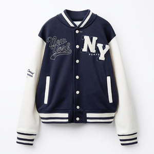 Chaqueta de Béisbol de Lana Personalizada para Niños, Resistente al Viento, con Mangas de Cuero, Talla Grande, Chaqueta Universitaria para Invierno - Product Image 1