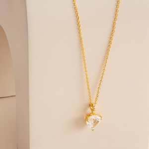 Collar de Plata 92.5 188385 con Forma de Corazón en Oro Blanco, Joyería Religiosa con Diamantes y Perlas, Chapado en Rodio, Ideal para Regalo de Boda - Product Image 2