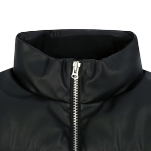 Veste matelassée en cuir PU noir sur mesure OEM, veste d'hiver chaude, veste en duvet épaisse, qualité supérieure sur mesure 2026 - Product Image 3