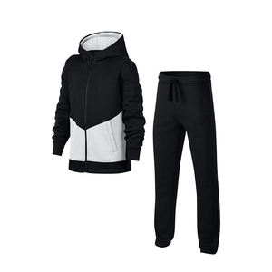 Black & White Hoodies Set Custom Logo 400G 100% Cotton Heavyweight Fashion Casual printing logo ripped holes <b>Crop</b> <b>top</b> hoodie - Product Image 1