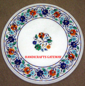 Table à manger incrustée de marbre blanc de qualité haut de gamme forme ronde pour la décoration de la maison et de l'hôtel Table d'exportation et d'importation - Product Image 1