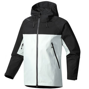 Nouvelle arrivée Unisexe Soft Shell Veste Printemps Coupe-Vent Imperméable À Manches Longues Avec Fermeture Éclair À Capuche Manteau Couleur Unie pour homme - Product Image 2