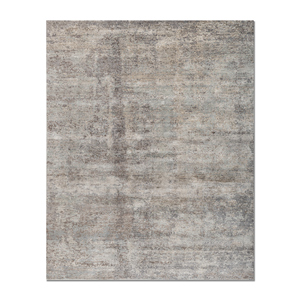 Alfombra Rectangular Entropy Gris y Negra con Patrón Abstracto, Tejida a Mano con Lana y Seda de Bambú, 9x12, para Sala de Estar, Pasillo, AKWS-1533 - Product Image 1