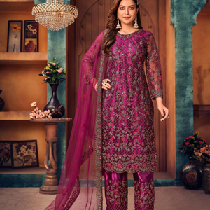SALWAR-SUIT ตาข่ายสำหรับงานหนักงานปักแบบล่าสุด - Product Image 1