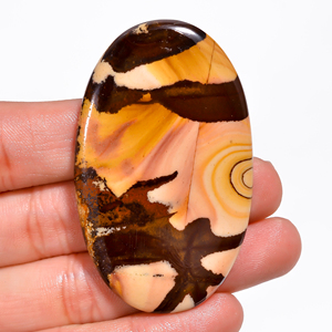 Cabujones de jaspe Biggs naturales australianos, piedras preciosas sueltas de corte ovalado de pera pulida para la fabricación de joyas, alambre de patrones escénicos únicos - Product Image 3
