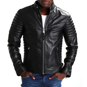 Veste en cuir de haute qualité sur mesure pour hommes, col montant saison d'hiver, prix raisonnables nouveauté - Product Image 1