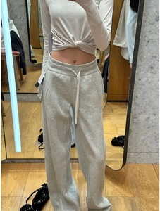 Pantalones holgados de cintura alta sólidos elegantes moda mujer primavera otoño Y2K Retro bolsillo pantalón de pierna ancha Casual pantalón de chándal pantalones sueltos - Product Image 2