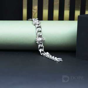 Gents Mossianite Diamond Hip Hop Adorable <b>Bracelet</b> In <b>925</b> <b>Sterling</b> <b>Silver</b> With Exclusive Design And For Every Occasion - Product Image 2