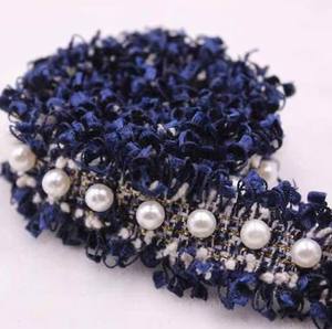 Garniture en dentelle perlée colorée, ruban perlé, ruban de perles, garniture en ruban perlé pour la décoration de la maison, robe de mariée - Product Image 2