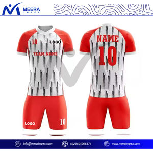 100% polyester tissu hommes Football uniforme nouveau Design personnalisé imprimé solide rouge/blanc couleur respirant vêtements d'entraînement maillot de football - Product Image 2