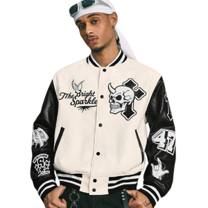 Chaqueta de béisbol Unisex Inspirada en la Universidad Chaqueta acolchada de lana con capucha de invierno Puños acanalados Streetwear Prendas de abrigo Premium personalizadas - Product Image 1
