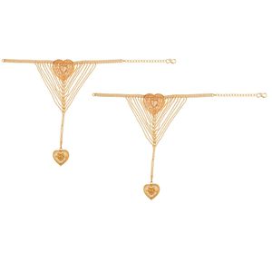 Arnés de eslabones de cadena esclavo en forma de corazón indio, conjunto de pulsera de boda, proveedor, cadena de mano, anillo de dedo, joyería nupcial para mujer - Product Image 1