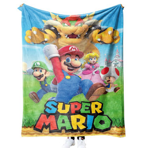 Mantas de Franela Térmica Suave con Estampado Personalizado SIN Pedido Mínimo, Diseño de Dibujos Animados de Super <span class=keywords><strong>Mario</strong></span> Bros, Mantas de Punto de Algodón para Decoración del Hogar - Product Image 2