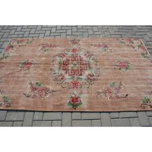 Vintage Turkish <b>Rug</b> Classic Beige 4.4 X 7.8 ft Patchwork Design Wool with Latex Backing for Living Room or Teen's <b>Bedroom</b> - Product Image 3