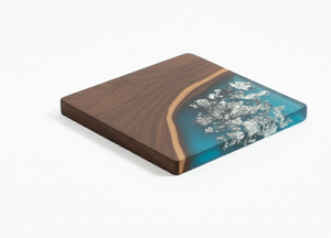 Ensemble de sous-verres en bois et résine imprimés découpés à la main, durables, avec des formes personnalisables |   Protection de table résistante à la chaleur pour la maison - Product Image 3