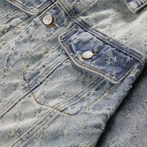 Veste en jean tendance pour homme, vente chaude, logo personnalisé, votre propre marque, doublure intérieure de haute qualité, vêtements décontractés, imperméable, hiver, devant - Product Image 2