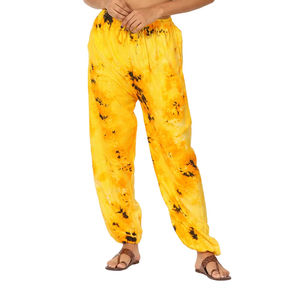 Pantalon sarouel à ballon droit Tye-Dye taille libre pour femmes Satin Hippy Boho Baggy Streetwear fermeture à cordon Logo pantalon d'hiver - Product Image 1