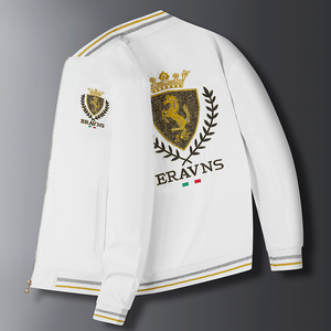 เสื้อแจ็คเก็ตผู้ชายทรงสลิมฟิตสไตล์อิตาลี รุ่นใหม่ล่าสุดสำหรับฤดูใบไม้ผลิและฤดูใบไม้ร่วง แฟชั่นลำลองสไตล์เบสบอล ปิดด้วยซิป ผ้าปักลาย 3 มิติ - Product Image 5