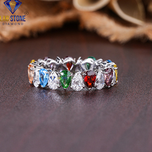 Anillo de eternidad de oro blanco con diamante cortado en PerA TDW 3,74 de Lab-Stone / Dainty Heartshine Ring/Color DE LA EF-VS - Product Image 1