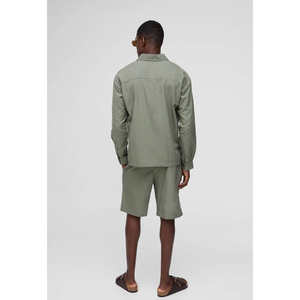 Chemise décontractée à col montant et à simple boutonnage en coton à carreaux pour hommes grande taille, pour l'été, 100% coton - Product Image 2