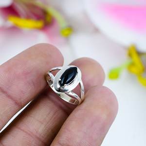 Bague en argent sterling 925 avec pierre précieuse onyx noir naturel |   Bague artisanale pour femme |   Bijoux en gros - Product Image 4