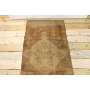 Tapis, 2,4 x 13,3 pieds, tapis vintage, tapis floral brun en laine - Product Image 3