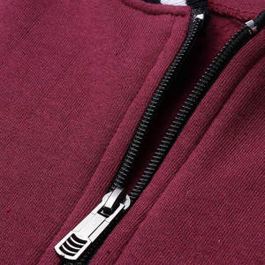 Men's Maroon Bomber <b>Jacket</b> Solid Color Zipper Closure Casual Style Turn-down Collar Slim Fit Polyester Cotton Autumn Wear - Product Image 4