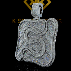 Pendentif Moissanite personnalisé, bijoux pour hommes, pendentif homme rappeur, pendentif Moissanite Hip Hop en argent 925, pendentif diamant glacé - Product Image 2