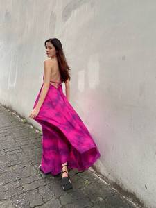 Caftan de plage en coton simple Caftan en coton surdimensionné doux à col en V Robe décontractée pour femmes au meilleur prix - Product Image 4