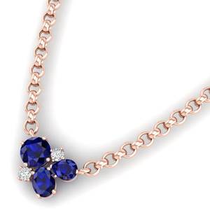 Colliers REYES au design classique en argent sterling 925 avec pierre précieuse saphir bleu et moissanite pour femmes, plaqués rhodium, bijoux fins - Product Image 3