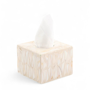 Caja de Pañuelos Clásica de Nácar, Venta al por Mayor en Vietnam, Accesorio Decorativo con Incrustaciones de Concha Hecho a Mano - Product Image 2