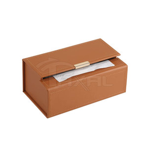 Boîte à mouchoirs carrée en cuir de vache, Cube en cuir moderne de luxe hôtel Pu boîtes à mouchoirs personnalisées en cuir - Product Image 1