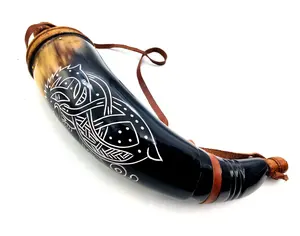 แตรผงไวกิ้งธรรมชาติงานหัตถกรรมแฮนด์เมดออกแบบได้ทุกขนาดสำหรับดื่มราคาขายส่งจากแถบหนังอินเดีย - Product Image 4