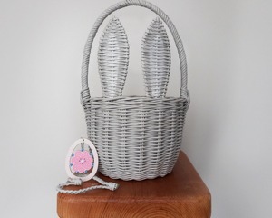 Cesta de Pascua con Orejas de Conejo, Cesta de Almacenamiento Hecha a Mano, Ecológica, de Ratán Natural, Moderna, Multifuncional, Artex Green Earth, Hecha en Vietnam - Product Image 1