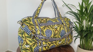 Handmade Block Printed Cotton Case Detachable <b>Belt</b> Vintage Style Zipper Closure Yoga Gym Travel Eco-Friendly Water Resistant - Product Image 4