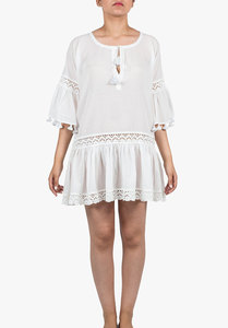 Summer New Fashion Casual Short Sleeved Women Clothing Round Neck Casual Breathable Boho Lady Short Pure Cotton Linen Dress - Product Image 4