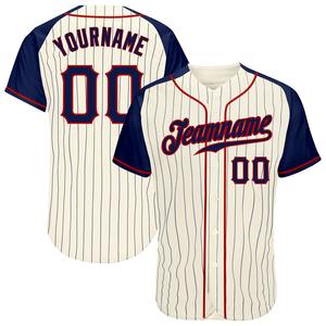 Direct Engro Sportswear Industry Personnalisé Marine Pinstripe Marine-Rouge Authentique Manches Raglan Baseball Jersey Plus Size Design - Product Image 1