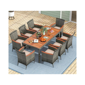 Ensemble de table à manger de qualité supérieure Dessus de table en acacia 8 places Meubles en rotin d'extérieur Ensemble de salle à manger en rotin d'osier Fabricant - Product Image 3
