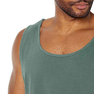 Camiseta sin mangas de algodón 100% Premium OEM para hombre, camiseta sin mangas de fitness de algodón acanalado de alta calidad con logotipo personalizado - Product Image 3