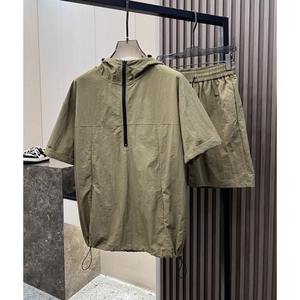 Camisa informal con cremallera para hombre, conjunto corto de dos piezas, calzado deportivo para hombre, ropa holgada con cremallera, ropa informal - Product Image 2