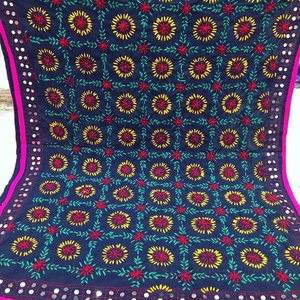 Premium Jaipur Handmade Phulkari Scarfs Dupatta Cotton Phulkari Dupatta Embroidered Mirrorwork Chunni for Wholesale Price - Product Image 2