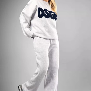 Chándal básico de gran tamaño para mujer de alta calidad, Conjunto de sudadera con capucha y Jogger, ropa de calle, chándal transpirable ligero - Product Image 1