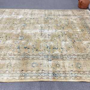 Tapis turc vintage surdimensionné 9,4x11,6 pi (287x355 cm), tapis abstrait marron - Product Image 2