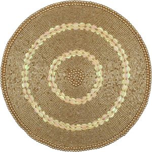 Handcrafted round <b>Beaded</b> Cotton <b>Placemats</b> for Dining Table Wedding Christmas Decorations & Family Gatherings Parties - Product Image 1