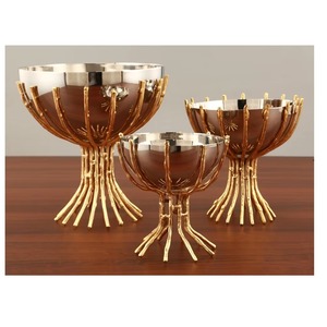 Bol à fruits et noix en métal de qualité alimentaire fait à la main en acier inoxydable et en laiton plat de service pour fêtes d'hôtel et repas pour l'hébergement - Product Image 2