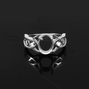 925 argent Sterling 8x10mm ovale Semi Mount Ring quatre broches bague vierge bijoux de fiançailles réglage bague vierge sans pierre principale - Product Image 4