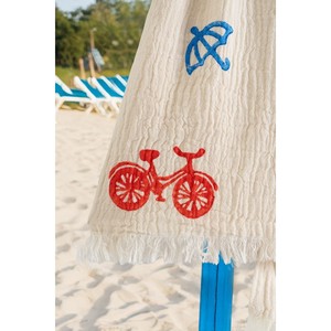 Bata de camarero Varol 100% orgánica hecha a mano con estampado de bicicleta y diseño de piedras - Product Image 3