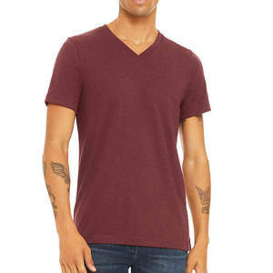 T-shirts personnalisés pour hommes en gros, 100 % coton, tissu toile respirant, service OEM/ODM, coupe classique, col en V - Product Image 4